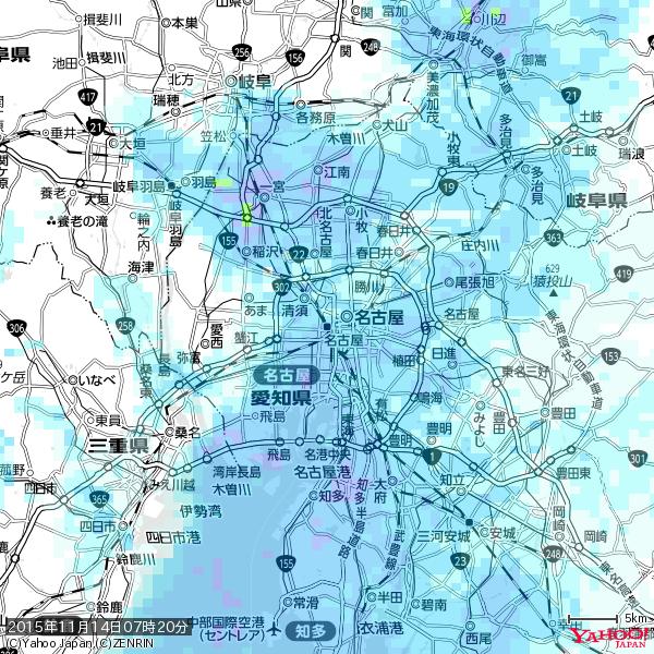 名古屋の天気(雨) 降水強度: 4.63(mm/h) 2015年11月14日 07時20分の雨雲 #雨雲bot #bot 名古屋の天気(雨) 降水強度: 4.63(mm/h) 2015年11月14日 07時20分の雨雲 #雨雲bot #bot