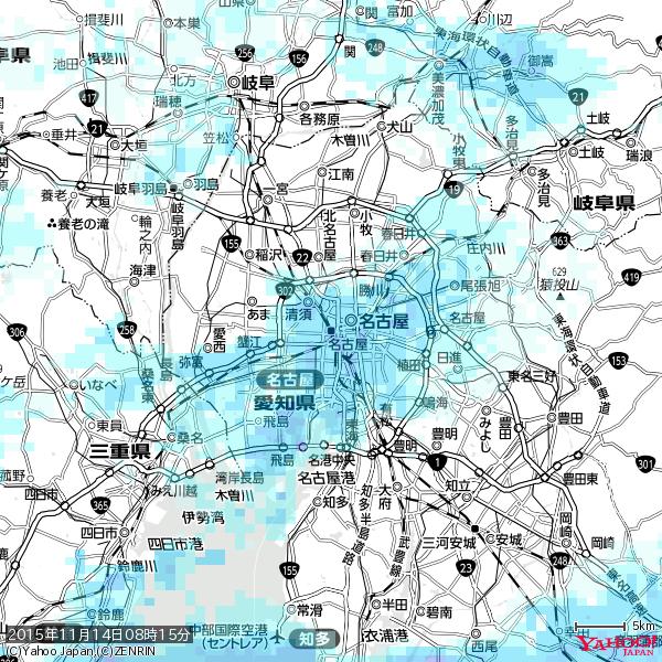 名古屋の天気(雨) 降水強度: 4.88(mm/h) 2015年11月14日 08時15分の雨雲 #雨雲bot #bot 名古屋の天気(雨) 降水強度: 4.88(mm/h) 2015年11月14日 08時15分の雨雲 #雨雲bot #bot
