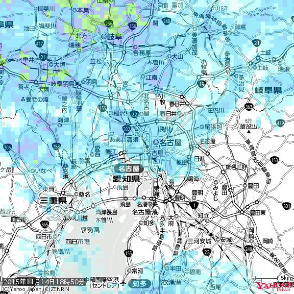 名古屋の天気(雨) 降水強度: 1.45(mm/h) 2015年11月14日 18時50分の雨雲 #雨雲bot #bot 名古屋の天気(雨) 降水強度: 1.45(mm/h) 2015年11月14日 18時50分の雨雲 #雨雲bot #bot