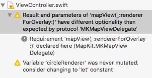 @koogawa Swift のことをよくわかっていなくて恐縮ですが、 Xcode 7.1.1 で自分のプログラムに組み込んでみたらこんな風に表示されます。 var を let にするとか。型が変わったとか? かな、と。 @koogawa Swift のことをよくわかっていなくて恐縮ですが、 Xcode 7.1.1 で自分のプログラムに組み込んでみたらこんな風に表示されます。 var を let にするとか。型が変わったとか? かな、と。