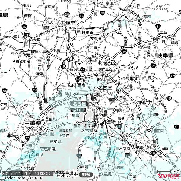 名古屋の天気(雨) 降水強度: 0.75(mm/h) 2015年11月17日 13時20分の雨雲 #雨雲bot #bot 名古屋の天気(雨) 降水強度: 0.75(mm/h) 2015年11月17日 13時20分の雨雲 #雨雲bot #bot
