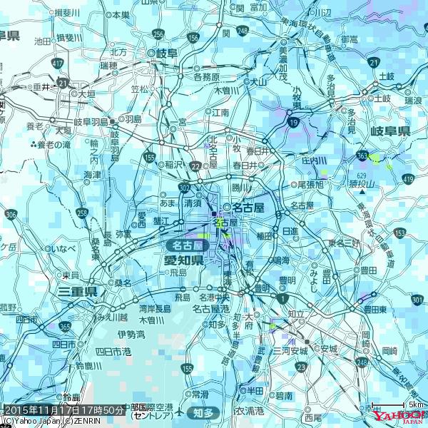 名古屋の天気(雨) 降水強度: 8.25(mm/h) 2015年11月17日 17時50分の雨雲 #雨雲bot #bot 名古屋の天気(雨) 降水強度: 8.25(mm/h) 2015年11月17日 17時50分の雨雲 #雨雲bot #bot