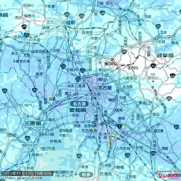 名古屋の天気(雨) 降水強度: 7.25(mm/h) 2015年11月17日 19時50分の雨雲 #雨雲bot #bot 名古屋の天気(雨) 降水強度: 7.25(mm/h) 2015年11月17日 19時50分の雨雲 #雨雲bot #bot