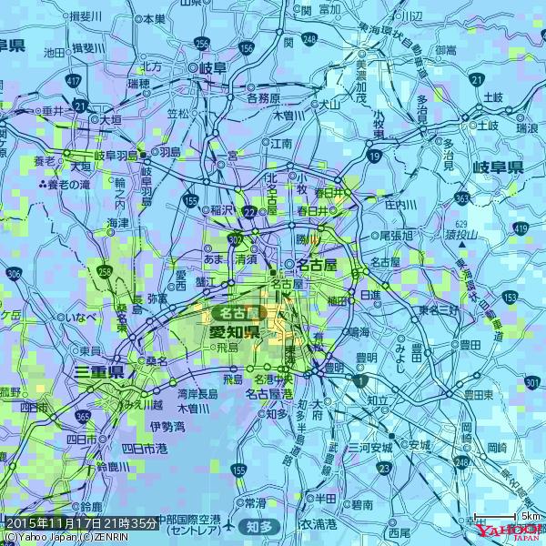 名古屋の天気(雨): やや強い雨 降水強度: 18.50(mm/h) 2015年11月17日 21時35分の雨雲 #雨雲bot #bot 名古屋の天気(雨): やや強い雨 降水強度: 18.50(mm/h) 2015年11月17日 21時35分の雨雲 #雨雲bot #bot