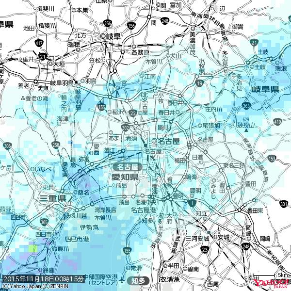 名古屋の天気(雨) 降水強度: 1.25(mm/h) 2015年11月18日 00時15分の雨雲 #雨雲bot #bot 名古屋の天気(雨) 降水強度: 1.25(mm/h) 2015年11月18日 00時15分の雨雲 #雨雲bot #bot