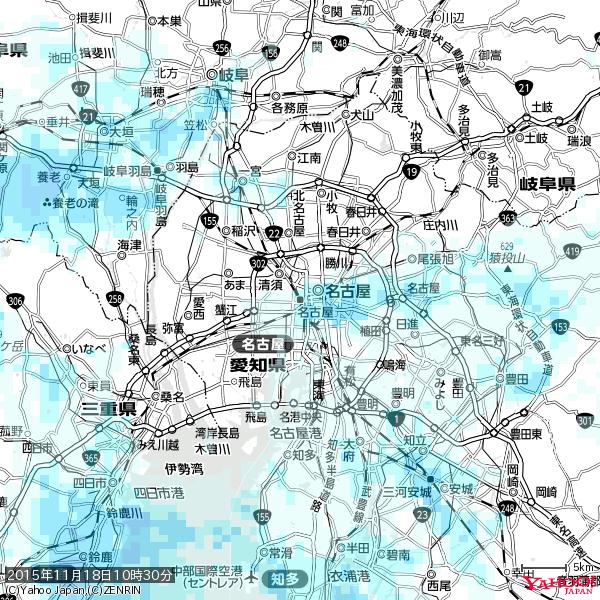 名古屋の天気(雨) 降水強度: 0.85(mm/h) 2015年11月18日 10時30分の雨雲 #雨雲bot #bot 名古屋の天気(雨) 降水強度: 0.85(mm/h) 2015年11月18日 10時30分の雨雲 #雨雲bot #bot