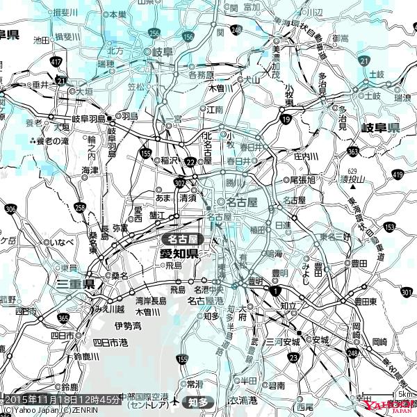 名古屋の天気(雨) 降水強度: 0.75(mm/h) 2015年11月18日 12時45分の雨雲 #雨雲bot #bot 名古屋の天気(雨) 降水強度: 0.75(mm/h) 2015年11月18日 12時45分の雨雲 #雨雲bot #bot