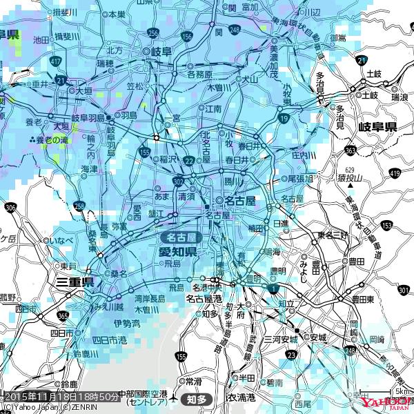 名古屋の天気(雨) 降水強度: 6.75(mm/h) 2015年11月18日 18時50分の雨雲 #雨雲bot #bot 名古屋の天気(雨) 降水強度: 6.75(mm/h) 2015年11月18日 18時50分の雨雲 #雨雲bot #bot