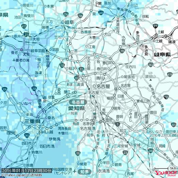 名古屋の天気(雨) 降水強度: 0.95(mm/h) 2016年01月17日 23時30分の雨雲 #雨雲bot #bot 名古屋の天気(雨) 降水強度: 0.95(mm/h) 2016年01月17日 23時30分の雨雲 #雨雲bot #bot