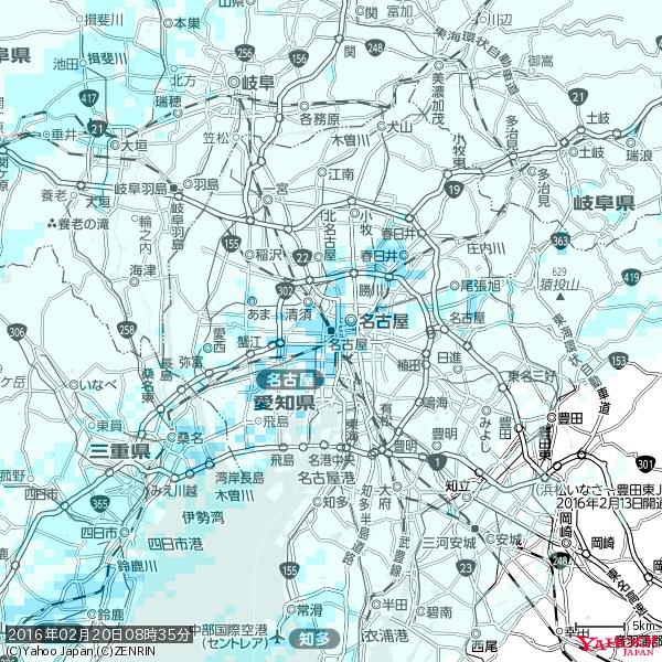 名古屋の天気(雨) 降水強度: 2.63(mm/h) 2016年02月20日 08時35分の雨雲 #雨雲bot #bot 名古屋の天気(雨) 降水強度: 2.63(mm/h) 2016年02月20日 08時35分の雨雲 #雨雲bot #bot