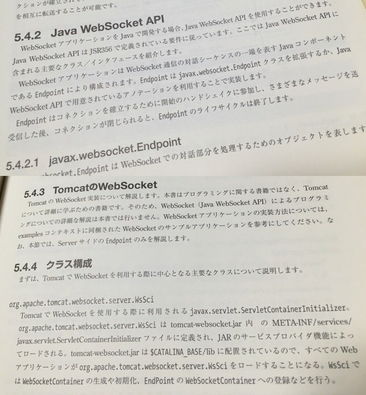 Java WebSocket API / Apache Tomcat 8 から WebSocket が使えるらしい。 詳解 Tomcat: 藤野 圭一 Java WebSocket API / Apache Tomcat 8 から WebSocket が使えるらしい。 詳解 Tomcat: 藤野 圭一