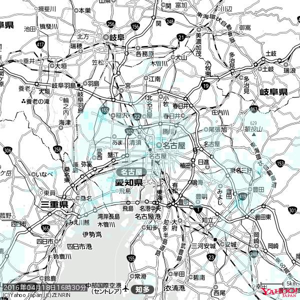 名古屋の天気(雨) 降水強度: 0.85(mm/h) 2016年04月18日 16時30分の雨雲 #雨雲bot #bot 名古屋の天気(雨) 降水強度: 0.85(mm/h) 2016年04月18日 16時30分の雨雲 #雨雲bot #bot