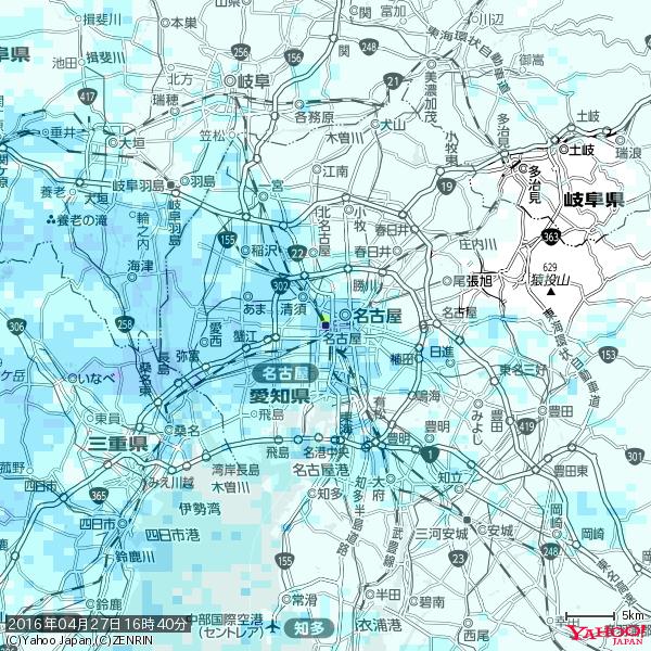 名古屋の天気(雨) 降水強度: 9.75(mm/h) 2016年04月27日 16時40分の雨雲 #雨雲bot #bot 名古屋の天気(雨) 降水強度: 9.75(mm/h) 2016年04月27日 16時40分の雨雲 #雨雲bot #bot