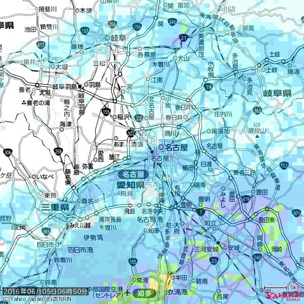 名古屋の天気(雨) 降水強度: 5.75(mm/h) 2016年06月05日 06時50分の雨雲 #雨雲bot #bot 名古屋の天気(雨) 降水強度: 5.75(mm/h) 2016年06月05日 06時50分の雨雲 #雨雲bot #bot