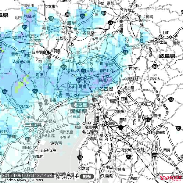 名古屋の天気(雨) 降水強度: 4.88(mm/h) 2016年06月07日 12時45分の雨雲 #雨雲bot #bot 名古屋の天気(雨) 降水強度: 4.88(mm/h) 2016年06月07日 12時45分の雨雲 #雨雲bot #bot