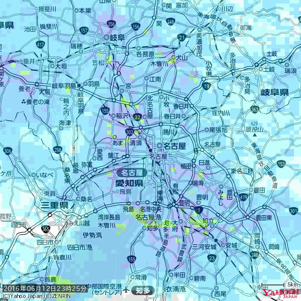 名古屋の天気(雨): やや強い雨 降水強度: 11.50(mm/h) 2016年06月12日 23時25分の雨雲 #雨雲bot #bot 名古屋の天気(雨): やや強い雨 降水強度: 11.50(mm/h) 2016年06月12日 23時25分の雨雲 #雨雲bot #bot