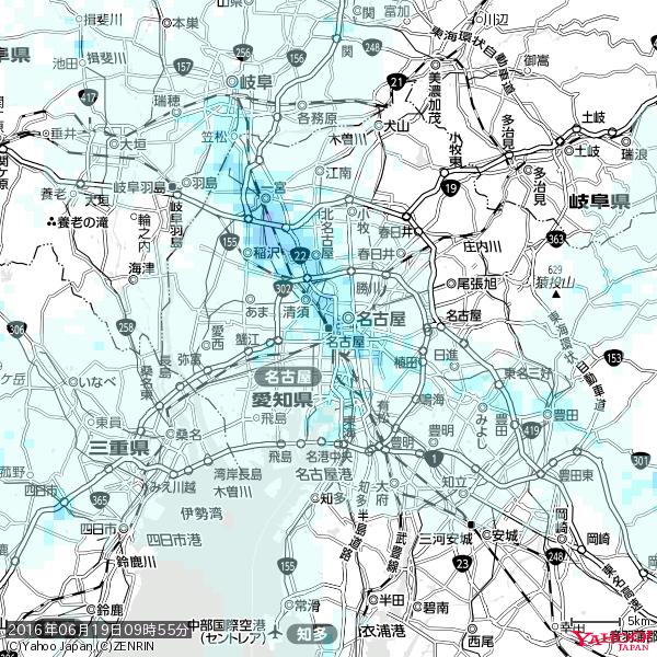 名古屋の天気(雨) 降水強度: 1.45(mm/h) 2016年06月19日 09時55分の雨雲 #雨雲bot #bot 名古屋の天気(雨) 降水強度: 1.45(mm/h) 2016年06月19日 09時55分の雨雲 #雨雲bot #bot