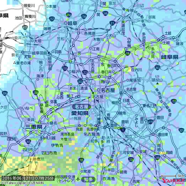 名古屋の天気(雨): やや強い雨 降水強度: 15.50(mm/h) 2016年06月21日 07時25分の雨雲 #雨雲bot #bot 名古屋の天気(雨): やや強い雨 降水強度: 15.50(mm/h) 2016年06月21日 07時25分の雨雲 #雨雲bot #bot