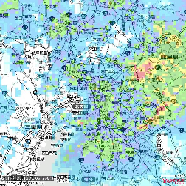 名古屋の天気(雨): 強い雨 降水強度: 20.50(mm/h) 2016年06月23日 05時55分の雨雲 #豪雨bot #雨雲bot #bot 名古屋の天気(雨): 強い雨 降水強度: 20.50(mm/h) 2016年06月23日 05時55分の雨雲 #豪雨bot #雨雲bot #bot