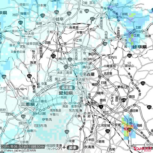 名古屋の天気(雨) 降水強度: 0.85(mm/h) 2016年06月24日 18時30分の雨雲 #雨雲bot #bot 名古屋の天気(雨) 降水強度: 0.85(mm/h) 2016年06月24日 18時30分の雨雲 #雨雲bot #bot