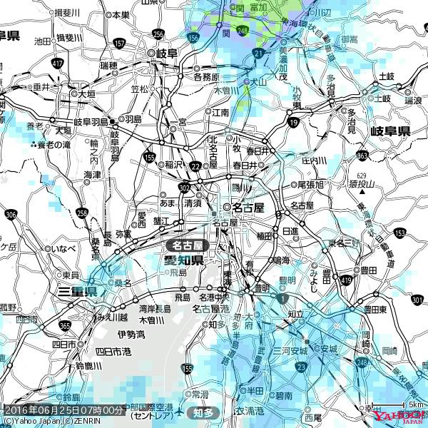 名古屋の天気(雨) 降水強度: 0.55(mm/h) 2016年06月25日 07時00分の雨雲 #雨雲bot #bot 名古屋の天気(雨) 降水強度: 0.55(mm/h) 2016年06月25日 07時00分の雨雲 #雨雲bot #bot