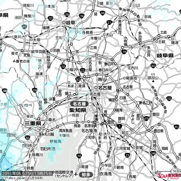 名古屋の天気(雨) 降水強度: 0.45(mm/h) 2016年06月25日 13時25分の雨雲 #雨雲bot #bot 名古屋の天気(雨) 降水強度: 0.45(mm/h) 2016年06月25日 13時25分の雨雲 #雨雲bot #bot