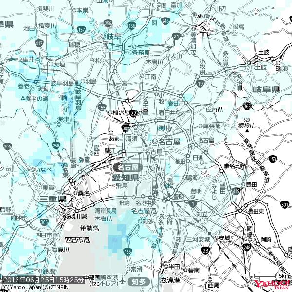 名古屋の天気(雨) 降水強度: 0.85(mm/h) 2016年06月25日 15時25分の雨雲 #雨雲bot #bot 名古屋の天気(雨) 降水強度: 0.85(mm/h) 2016年06月25日 15時25分の雨雲 #雨雲bot #bot