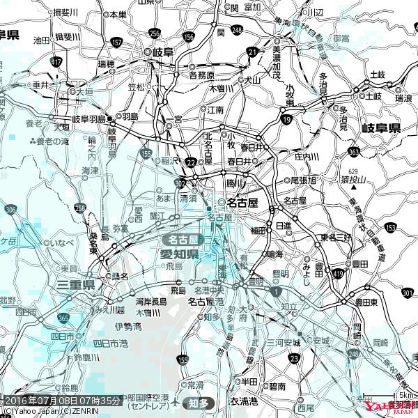 名古屋の天気(雨) 降水強度: 1.25(mm/h) 2016年07月08日 07時35分の雨雲 #雨雲bot #bot 名古屋の天気(雨) 降水強度: 1.25(mm/h) 2016年07月08日 07時35分の雨雲 #雨雲bot #bot