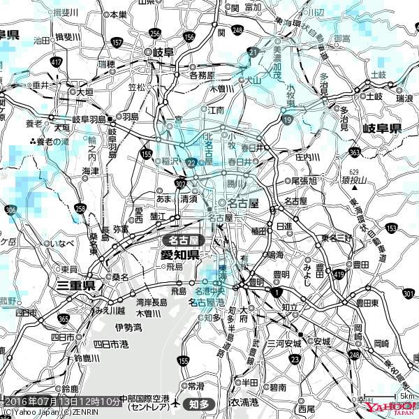 名古屋の天気(雨) 降水強度: 0.65(mm/h) 2016年07月13日 12時10分の雨雲 #雨雲bot #bot 名古屋の天気(雨) 降水強度: 0.65(mm/h) 2016年07月13日 12時10分の雨雲 #雨雲bot #bot