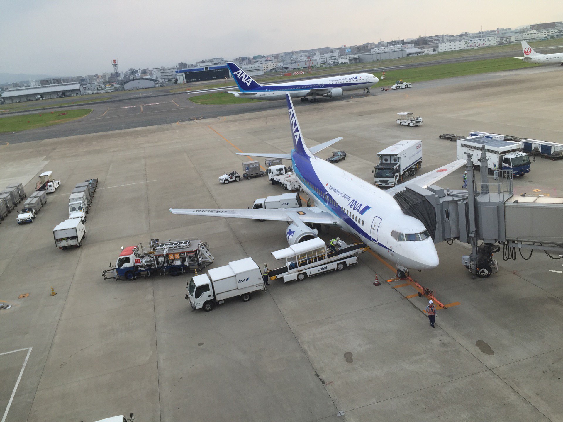 飛行機から荷物が出てくる。 (@ 福岡空港 in 福岡市, 福岡県)  