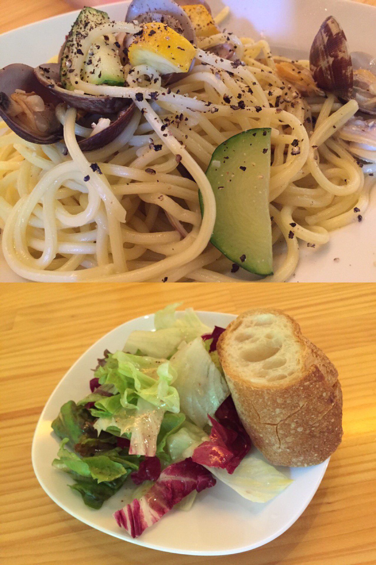 アサリとズッキーニのオリーブオイルソース。もちもち(゚д゚)ウマー (@ Ricco in 名古屋市, 愛知県) アサリとズッキーニのオリーブオイルソース。もちもち(゚д゚)ウマー (@ Ricco in 名古屋市, 愛知県)