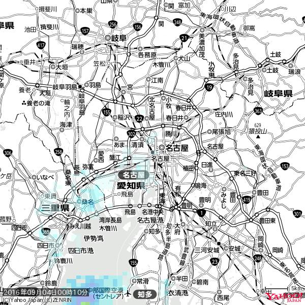 名古屋の天気(雨) 降水強度: 0.45(mm/h) 2016年09月04日 00時10分の雨雲 #雨雲bot #bot 名古屋の天気(雨) 降水強度: 0.45(mm/h) 2016年09月04日 00時10分の雨雲 #雨雲bot #bot