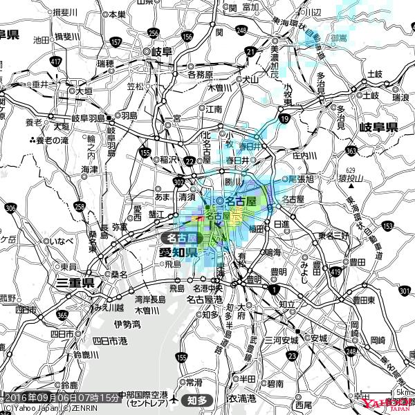 名古屋の天気(雨): やや強い雨 降水強度: 13.50(mm/h) 2016年09月06日 07時15分の雨雲 #雨雲bot #bot 名古屋の天気(雨): やや強い雨 降水強度: 13.50(mm/h) 2016年09月06日 07時15分の雨雲 #雨雲bot #bot