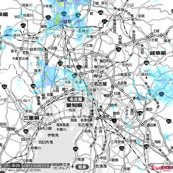名古屋の天気(雨) 降水強度: 1.15(mm/h) 2016年09月08日 06時30分の雨雲 #雨雲bot #bot 名古屋の天気(雨) 降水強度: 1.15(mm/h) 2016年09月08日 06時30分の雨雲 #雨雲bot #bot