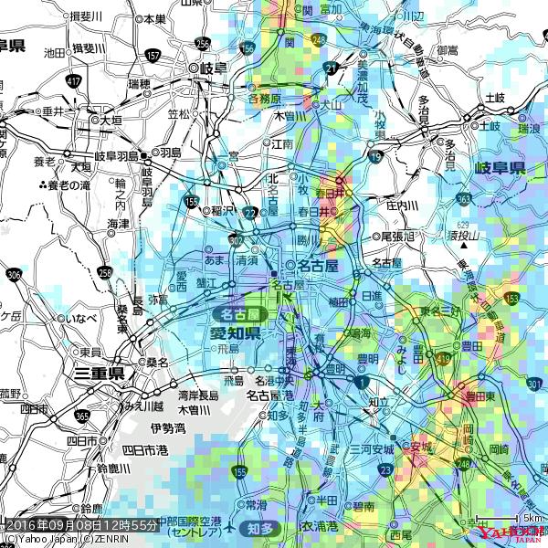 名古屋の天気(雨): やや強い雨 降水強度: 11.50(mm/h) 2016年09月08日 12時55分の雨雲 #雨雲bot #bot 名古屋の天気(雨): やや強い雨 降水強度: 11.50(mm/h) 2016年09月08日 12時55分の雨雲 #雨雲bot #bot