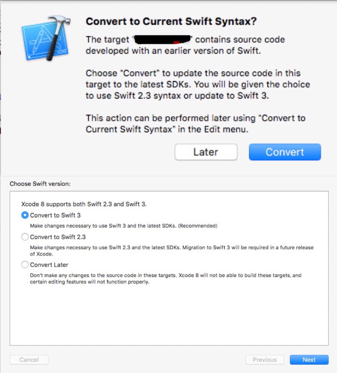 Xcode 8 は古いコードを Swift 3 用に変換してくれる。変更箇所を事前に確認できて、変換したくない箇所を指定することもできる。でも、変更箇所がたくさんありすぎてめんどい( ゚∀゚) Xcode 8 は古いコードを Swift 3 用に変換してくれる。変更箇所を事前に確認できて、変換したくない箇所を指定することもできる。でも、変更箇所がたくさんありすぎてめんどい( ゚∀゚)