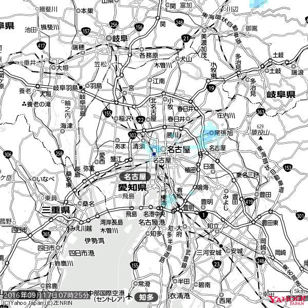 名古屋の天気(雨) 降水強度: 8.25(mm/h) 2016年09月17日 07時25分の雨雲 #雨雲bot #bot 名古屋の天気(雨) 降水強度: 8.25(mm/h) 2016年09月17日 07時25分の雨雲 #雨雲bot #bot