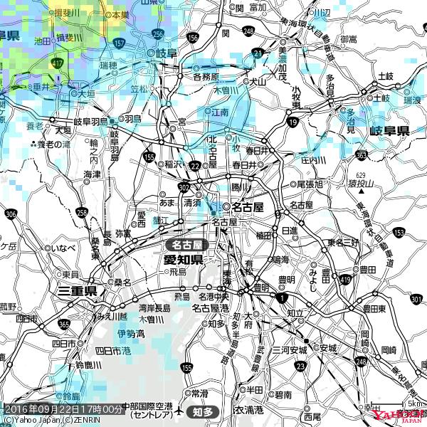 名古屋の天気(雨) 降水強度: 1.45(mm/h) 2016年09月22日 17時00分の雨雲 #雨雲bot #bot 名古屋の天気(雨) 降水強度: 1.45(mm/h) 2016年09月22日 17時00分の雨雲 #雨雲bot #bot