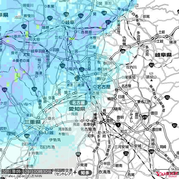 名古屋の天気(雨) 降水強度: 4.13(mm/h) 2016年09月26日 00時30分の雨雲 #雨雲bot #bot 名古屋の天気(雨) 降水強度: 4.13(mm/h) 2016年09月26日 00時30分の雨雲 #雨雲bot #bot