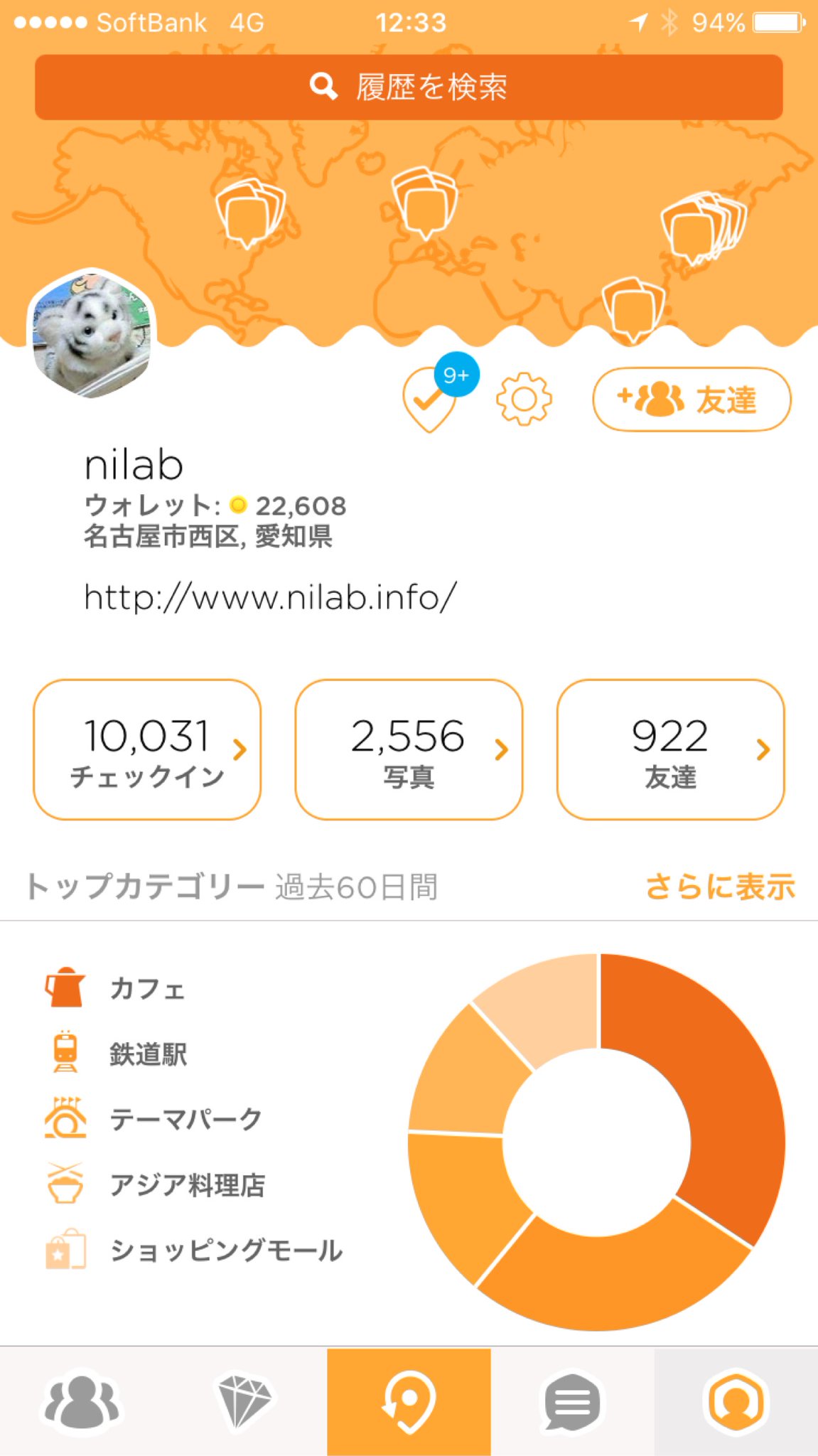 Swarm でチェックイン回数が1万を超えてた。 Swarm でチェックイン回数が1万を超えてた。