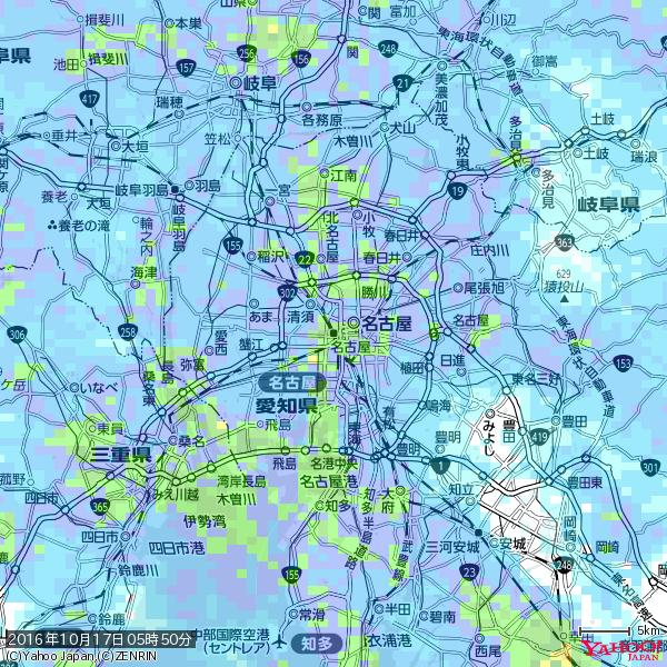 名古屋の天気(雨): 強い雨 降水強度: 21.50(mm/h) 2016年10月17日 05時50分の雨雲 #豪雨bot #雨雲bot #bot 名古屋の天気(雨): 強い雨 降水強度: 21.50(mm/h) 2016年10月17日 05時50分の雨雲 #豪雨bot #雨雲bot #bot