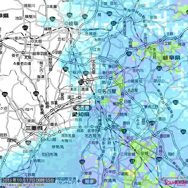 名古屋の天気(雨) 降水強度: 2.38(mm/h) 2016年10月17日 08時55分の雨雲 #雨雲bot #bot 名古屋の天気(雨) 降水強度: 2.38(mm/h) 2016年10月17日 08時55分の雨雲 #雨雲bot #bot
