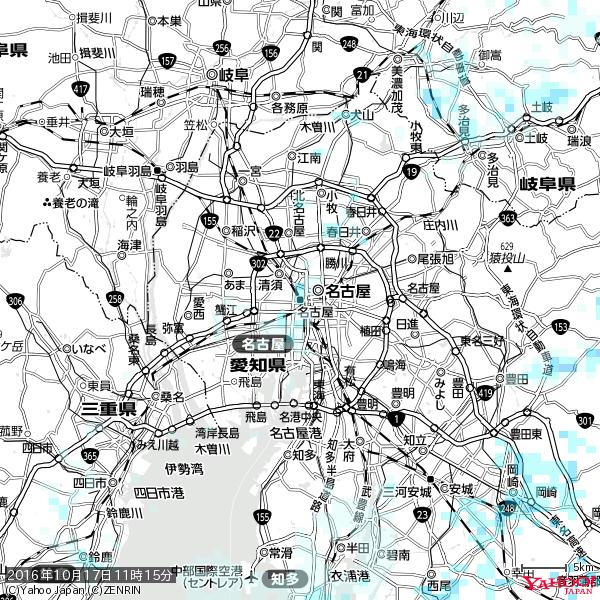 名古屋の天気(雨) 降水強度: 1.15(mm/h) 2016年10月17日 11時15分の雨雲 #雨雲bot #bot 名古屋の天気(雨) 降水強度: 1.15(mm/h) 2016年10月17日 11時15分の雨雲 #雨雲bot #bot