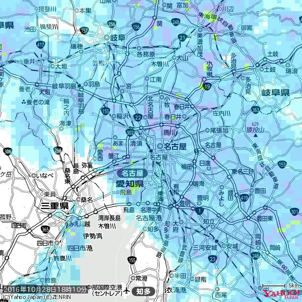 名古屋の天気(雨) 降水強度: 7.25(mm/h) 2016年10月28日 18時10分の雨雲 #雨雲bot #bot 名古屋の天気(雨) 降水強度: 7.25(mm/h) 2016年10月28日 18時10分の雨雲 #雨雲bot #bot