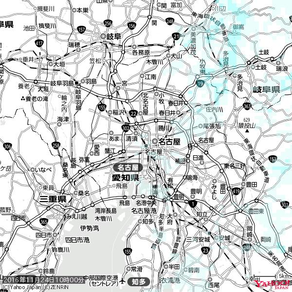 名古屋の天気(雨) 降水強度: 0.55(mm/h) 2016年11月24日 10時00分の雨雲 #雨雲bot #bot 名古屋の天気(雨) 降水強度: 0.55(mm/h) 2016年11月24日 10時00分の雨雲 #雨雲bot #bot