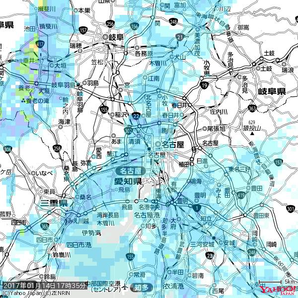 名古屋の天気(雨) 降水強度: 2.63(mm/h) 2017年01月14日 17時35分の雨雲 #雨雲bot #bot 名古屋の天気(雨) 降水強度: 2.63(mm/h) 2017年01月14日 17時35分の雨雲 #雨雲bot #bot