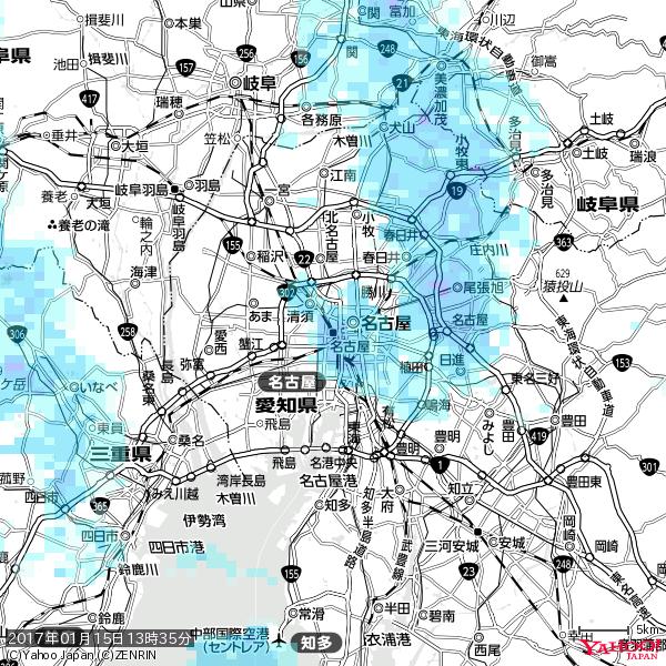 名古屋の天気(雨) 降水強度: 4.88(mm/h) 2017年01月15日 13時35分の雨雲 #雨雲bot #bot 名古屋の天気(雨) 降水強度: 4.88(mm/h) 2017年01月15日 13時35分の雨雲 #雨雲bot #bot