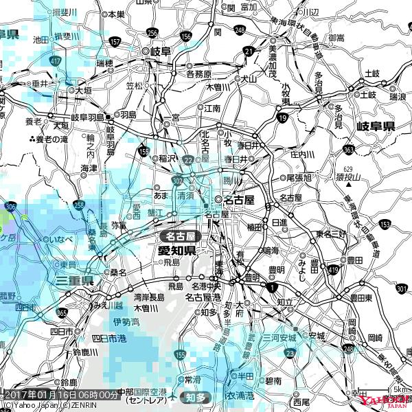 名古屋の天気(雨) 降水強度: 1.55(mm/h) 2017年01月16日 06時00分の雨雲 #雨雲bot #bot 名古屋の天気(雨) 降水強度: 1.55(mm/h) 2017年01月16日 06時00分の雨雲 #雨雲bot #bot