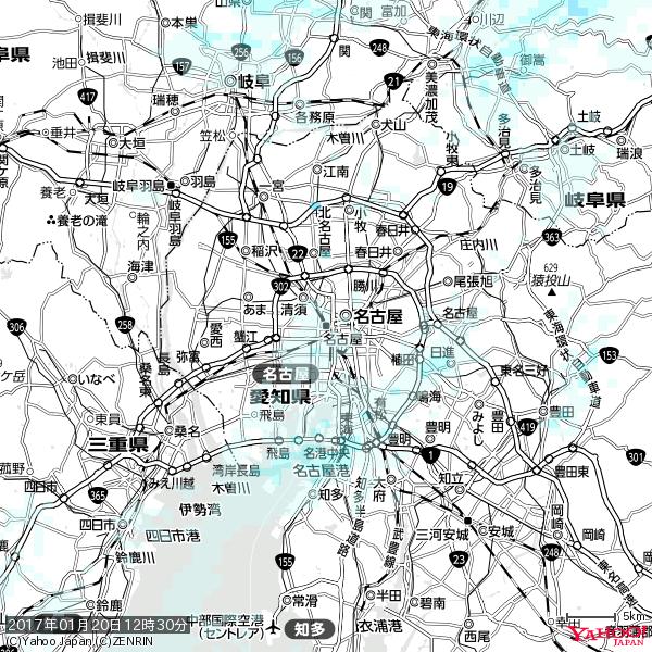 名古屋の天気(雨) 降水強度: 0.55(mm/h) 2017年01月20日 12時30分の雨雲 #雨雲bot #bot 名古屋の天気(雨) 降水強度: 0.55(mm/h) 2017年01月20日 12時30分の雨雲 #雨雲bot #bot