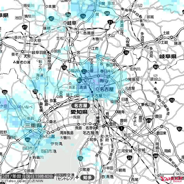 名古屋の天気(雨) 降水強度: 6.25(mm/h) 2017年02月06日 19時40分の雨雲 #雨雲bot #bot 名古屋の天気(雨) 降水強度: 6.25(mm/h) 2017年02月06日 19時40分の雨雲 #雨雲bot #bot